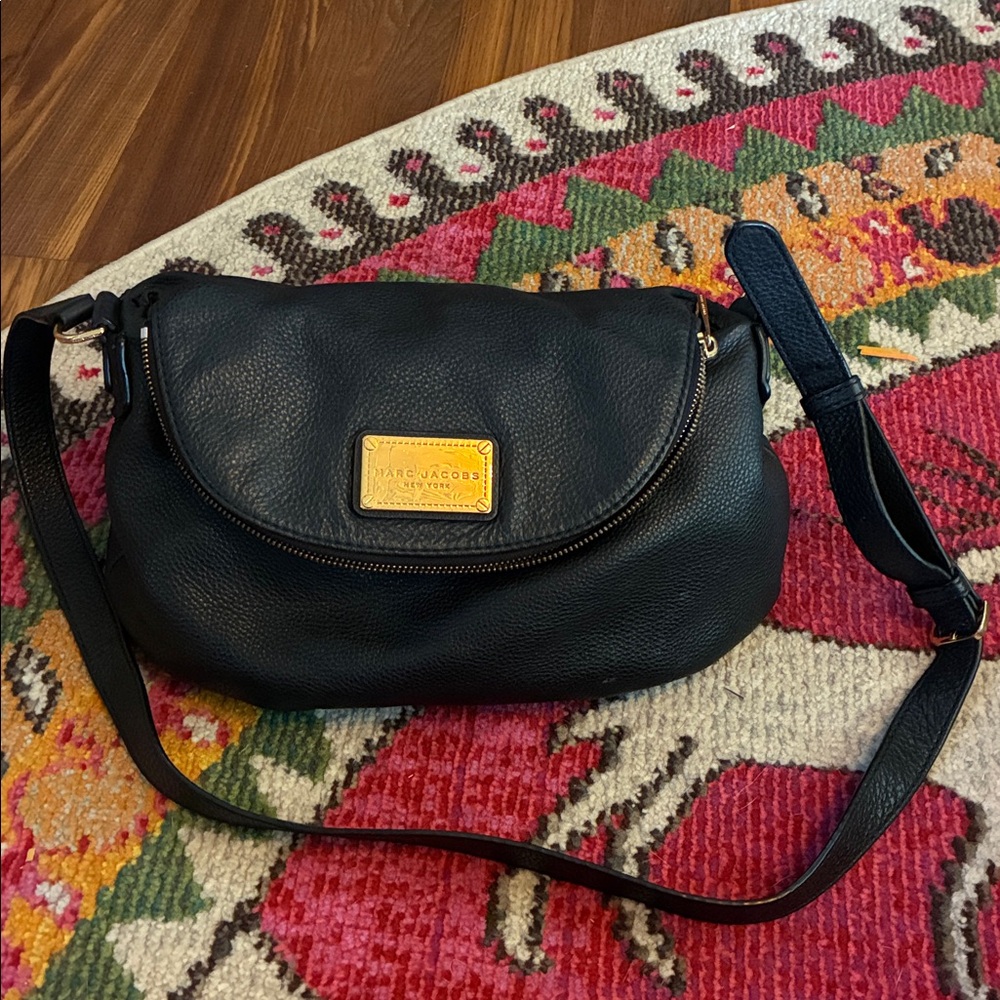 Marc Jacobs Black Crossbody Bag with Gold Detail